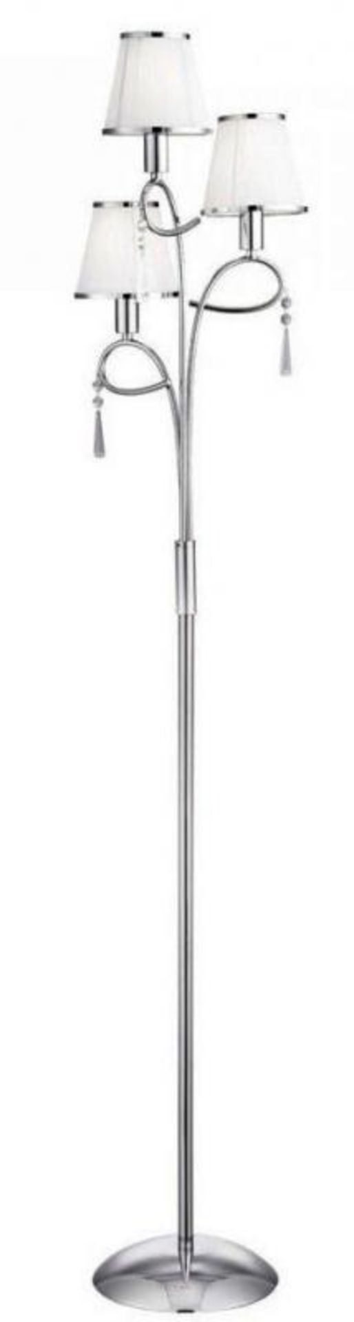 1 x Simplicity Polished Chrome 3 Light Floor Lamp With White String Lamp Shades - 240v - Height 159c - Image 3 of 3