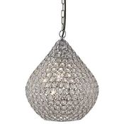 1 x Chantilly Crystal 1-Light Ceiling Pendant In Polished Chrome - New Boxed Stock - CL323 - Ref: 91