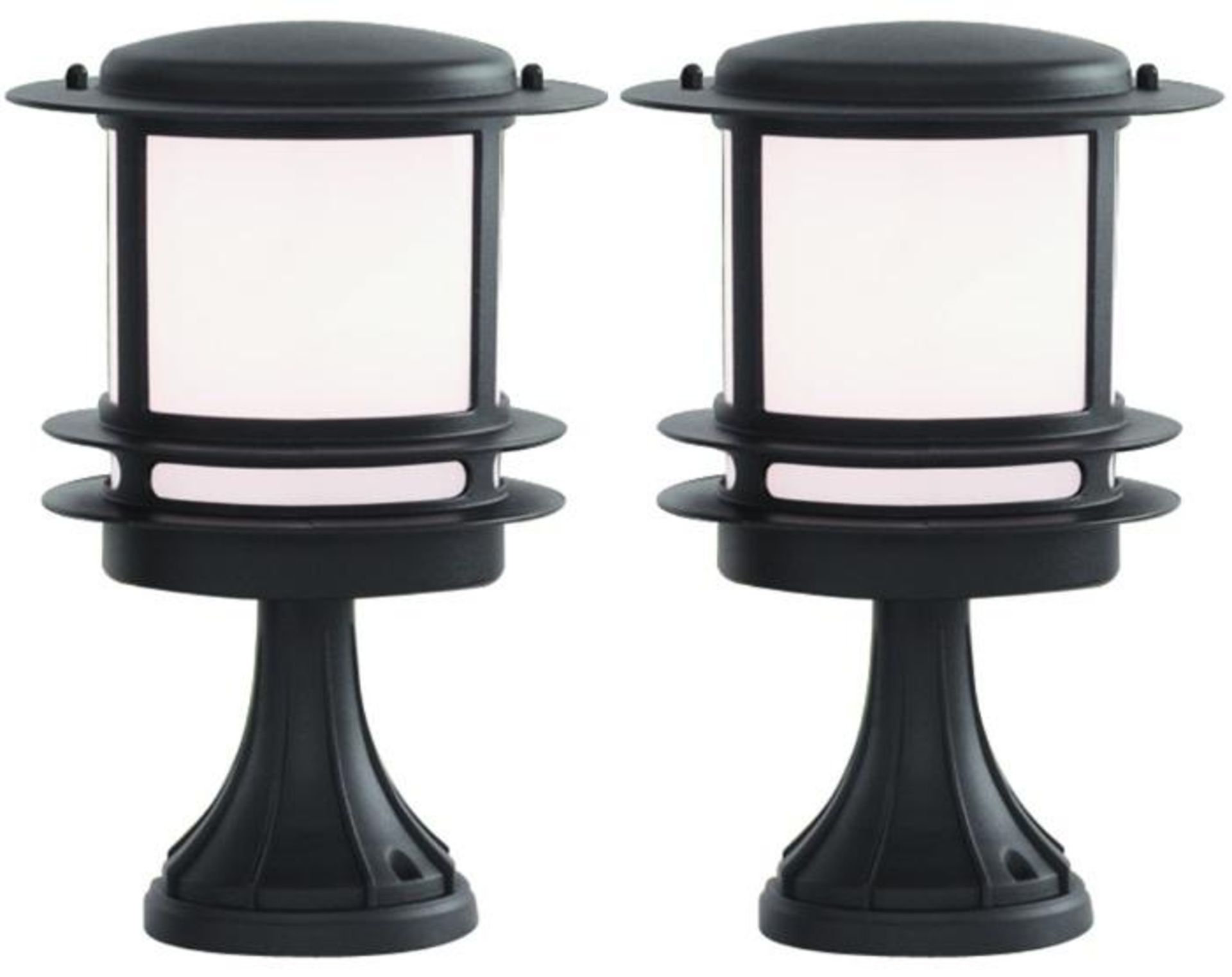 Pair Of Stroud Black Aluminium IP44 Bollard Light Polycarbonate Diffuser - New Boxed Stock - CL323 -