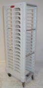 1 x Rubbermaid 16 Tier Plastic Mobile Tray Rack - H172 x W46 x D58 cms - CL232 - Ref J1229 - Locatio