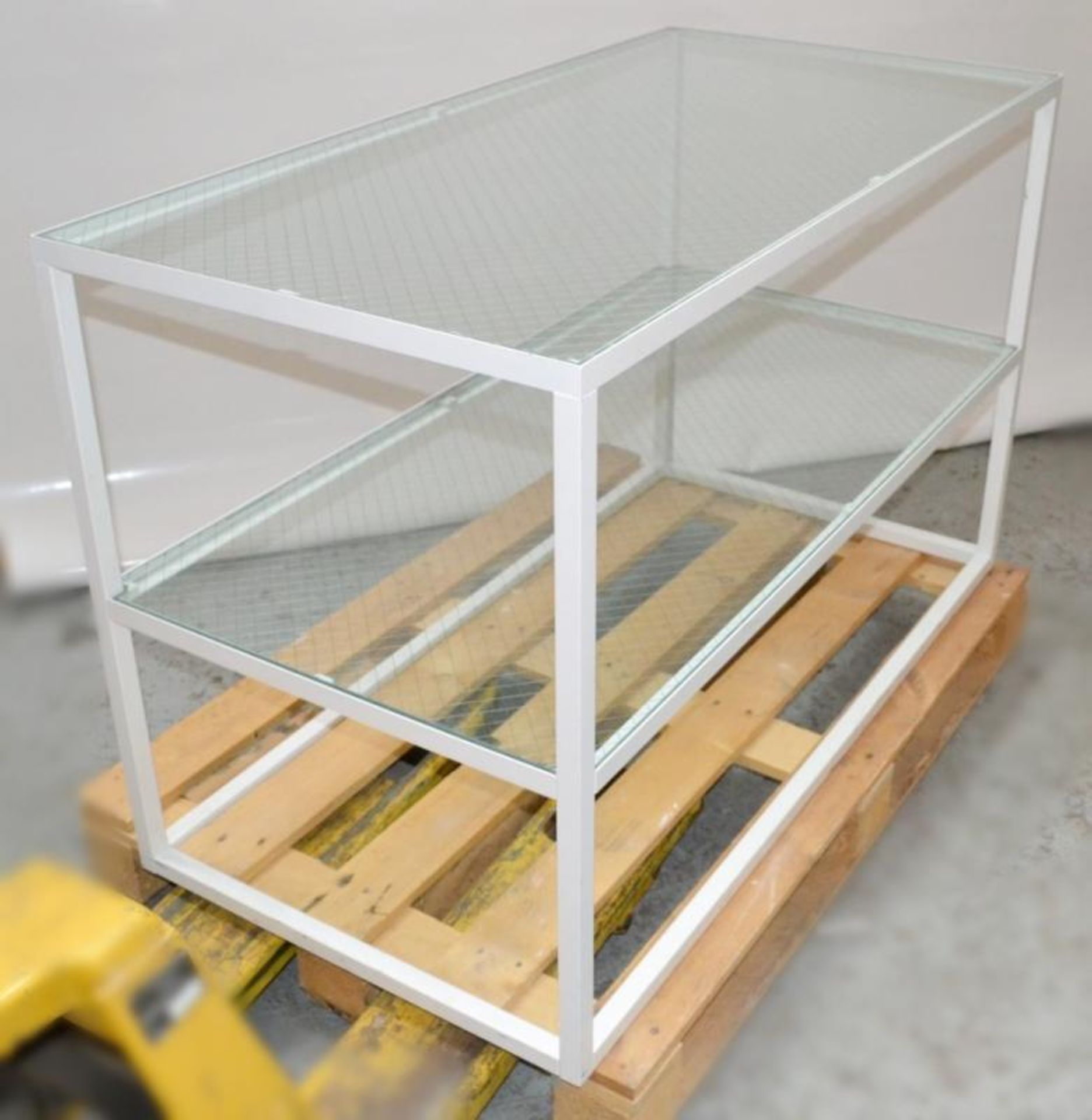 1 x 2-shelf Metal Shop Display / Storage Unit In White - Recently Removed From Harrods - Features A