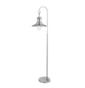 1 x Fisherman, Satin Silver Floor Lamp With Clear Glass Shade - Brand New