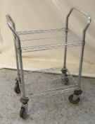 1 x Stainless Steel Commercial Wire Trolley on Castors - H99 x W71 x D46 cms - CL282 - Ref J1222 - L