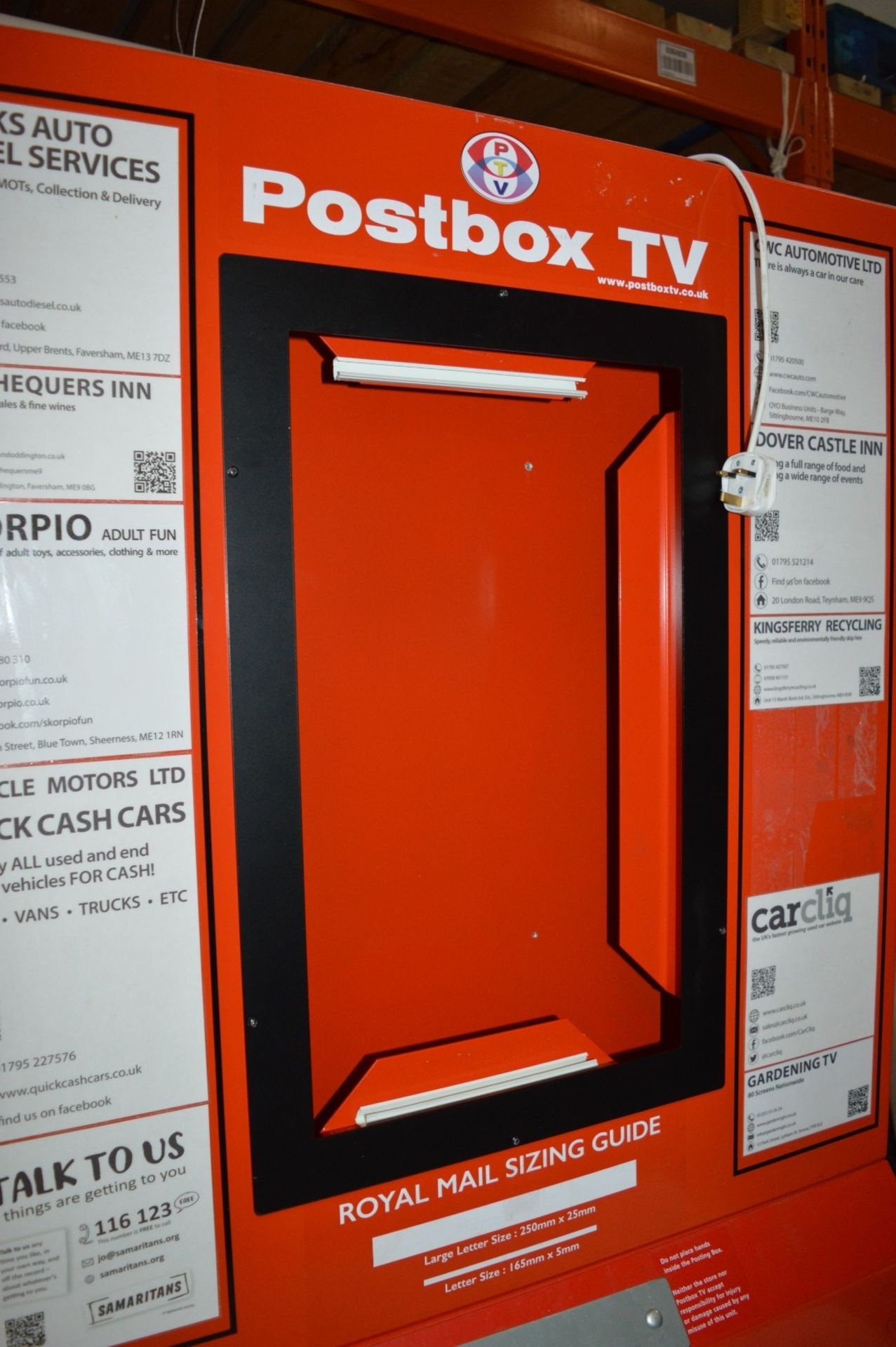 1 x Royal Mail Postbox TV Enclosure - Red Steel Advertising Enclosure With Removable Decals - H187 x - Bild 3 aus 6
