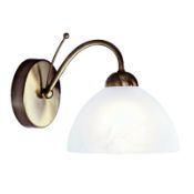 1 x Milanese Antique Brass Wall Light With Alabaster Glass - New Boxed Stock - CL323 - Ref: 1131-1AB