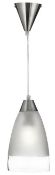 1 x Satin Silver Pendant Light With Domed Clear & Frosted Glass Shade - New Boxed Stock - CL323 - Re
