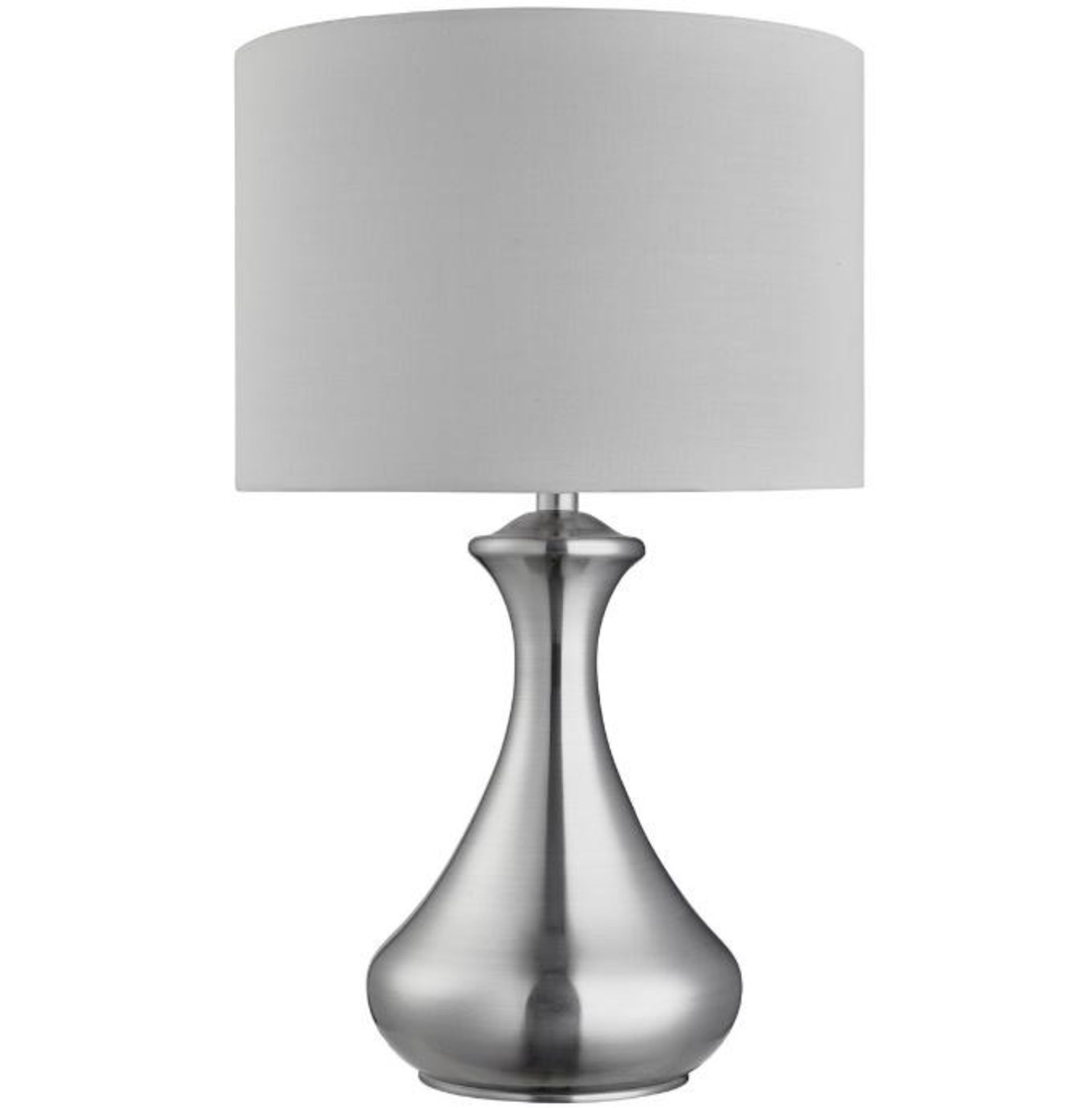1 x Satin Silver Touch Table Lamp With White Fabric Shade - Ex Display Stock - CL323 - Ref: 2750SS/P