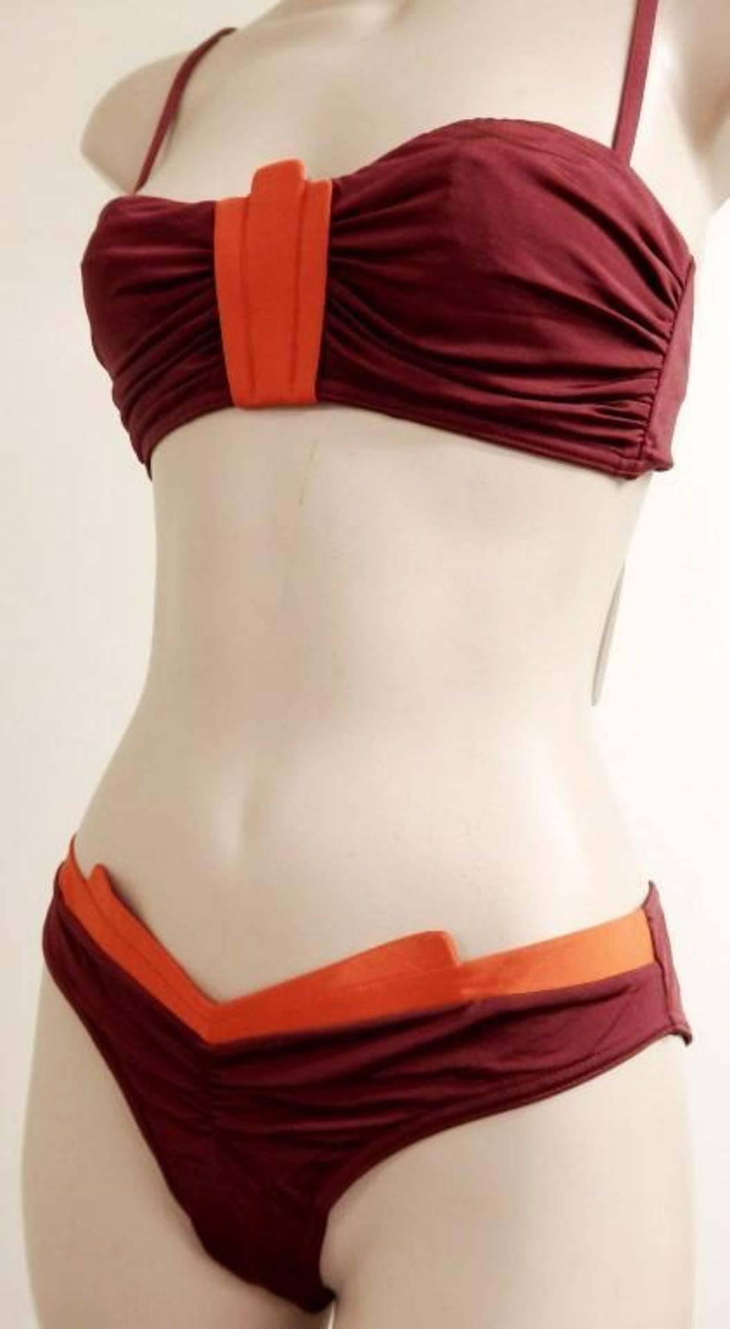 1 x Rasurel - Damson and Orange trim Bikini - R20346 Brassiere - Mini Slip - Size 2C - UK 32 - Fr 85