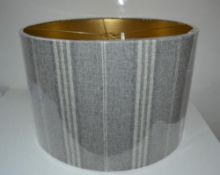 2 x Chelsom Cylindrical Lamp Shades In A LIght Grey Fabric With Gold Inner (ZZ/15258/FS/202) - New