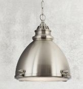 1 x Satin Silver Dome Pendant With Frosted Glass Diffuser - New Boxed Stock