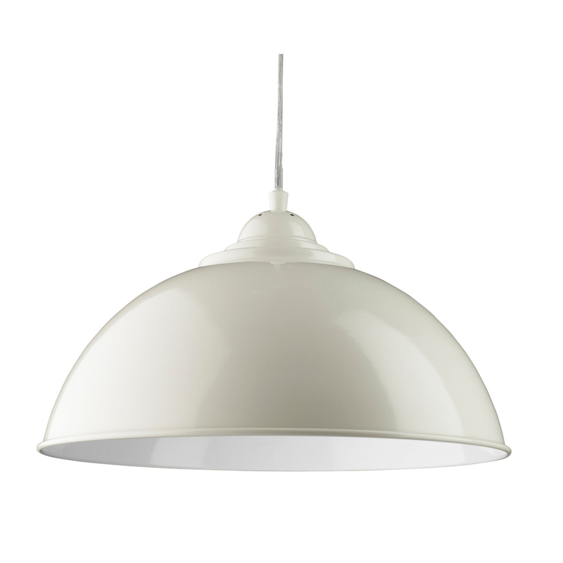 2 x Metal Dome Pendant Lights in Ivory With White Inner - New Boxed Stock - CL323 - Ref: 8140CR A1 - - Image 2 of 2