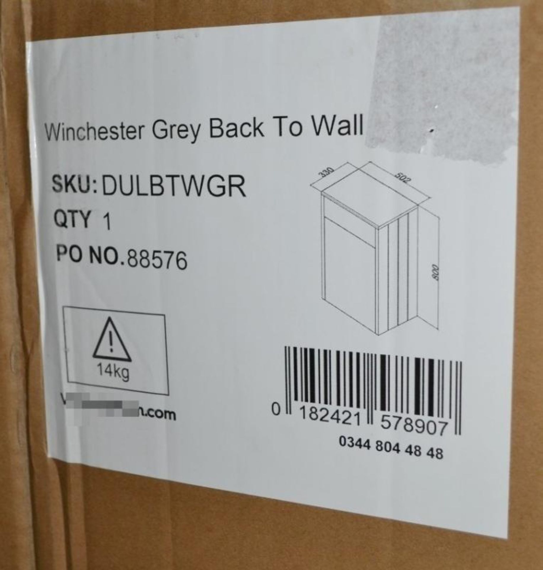 1 x Winchester Back To Wall Unit In Grey (DULBTWEGR) - New / Unused Stock - Dimensions: D33 x W50.2 - Image 2 of 3