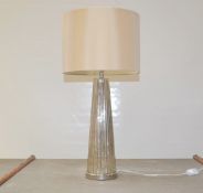 1 x John Lewis 66cm Tall Lamp With Pleated Glass Base With A Mirrored Crackle Finish - No VAT