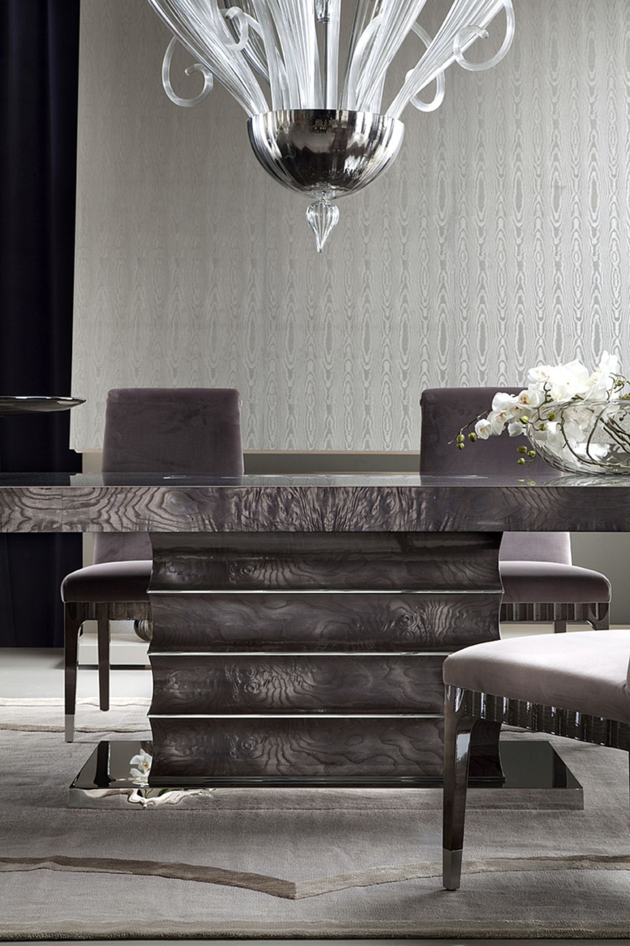 1 x Giorgio Absolute Dining Extension Table 4000 – Mako Japanese Tamos Burl Veneer With a High Gloss - Image 9 of 23