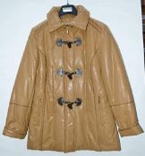 1 x Steilmann Kirsten Womens Padded Winter Coat In A Tan Faux Leather - Size 12 - CL210 - Ref MT606