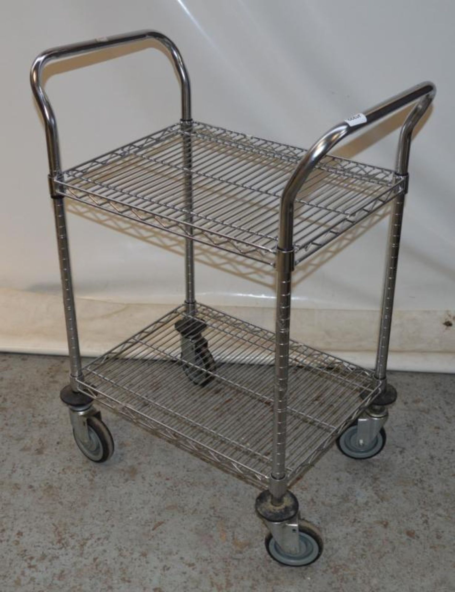 1 x Stainless Steel Commercial Wire Trolley on Castors - H99 x W71 x D46 cms - CL282 - Ref J1222 - L - Image 2 of 3