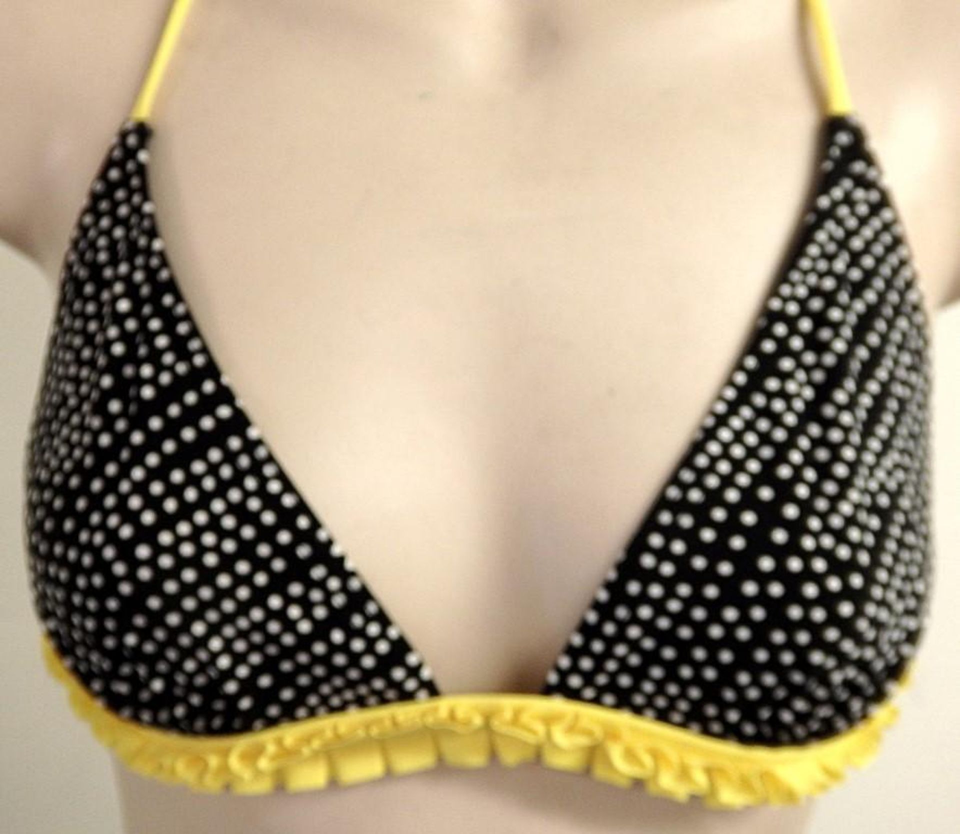 1 x Rasurel - Black Polka dot and Yellow Frill Gold Bikini - R21061 Touquet -Shorty - Size 2 - UK 32 - Image 8 of 9