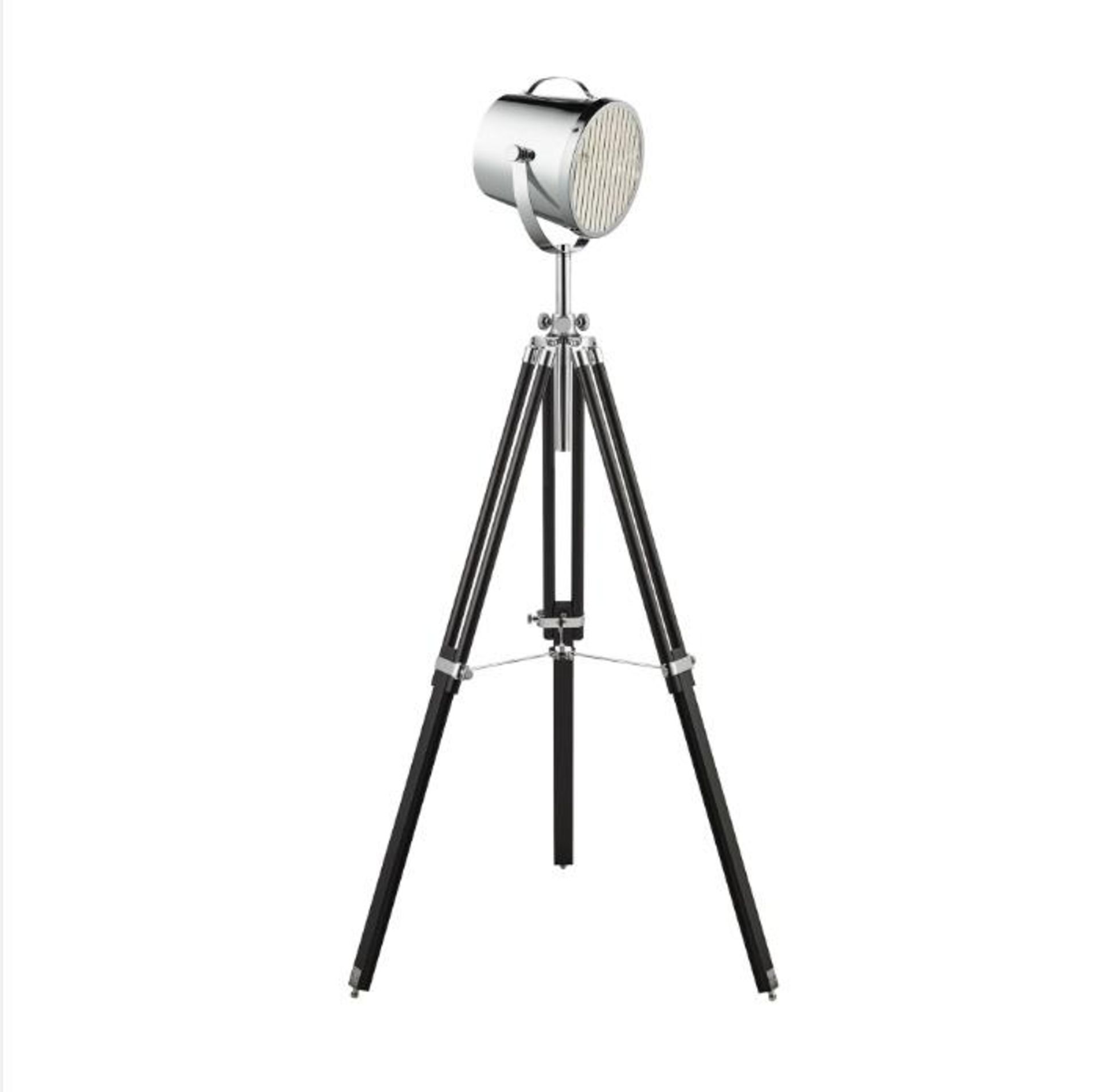 1 x Stage Light Black Floor Lamp With Stylish Chrome Shade - Brand New Boxed Stock -