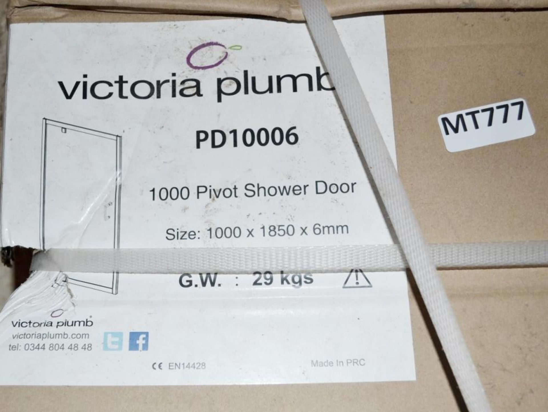 1 x 1000 Pivot Shower Door - Size: 100 x 185cm - New / Unused Boxed Stock - Dimensions: - CL269 - Re - Image 2 of 2