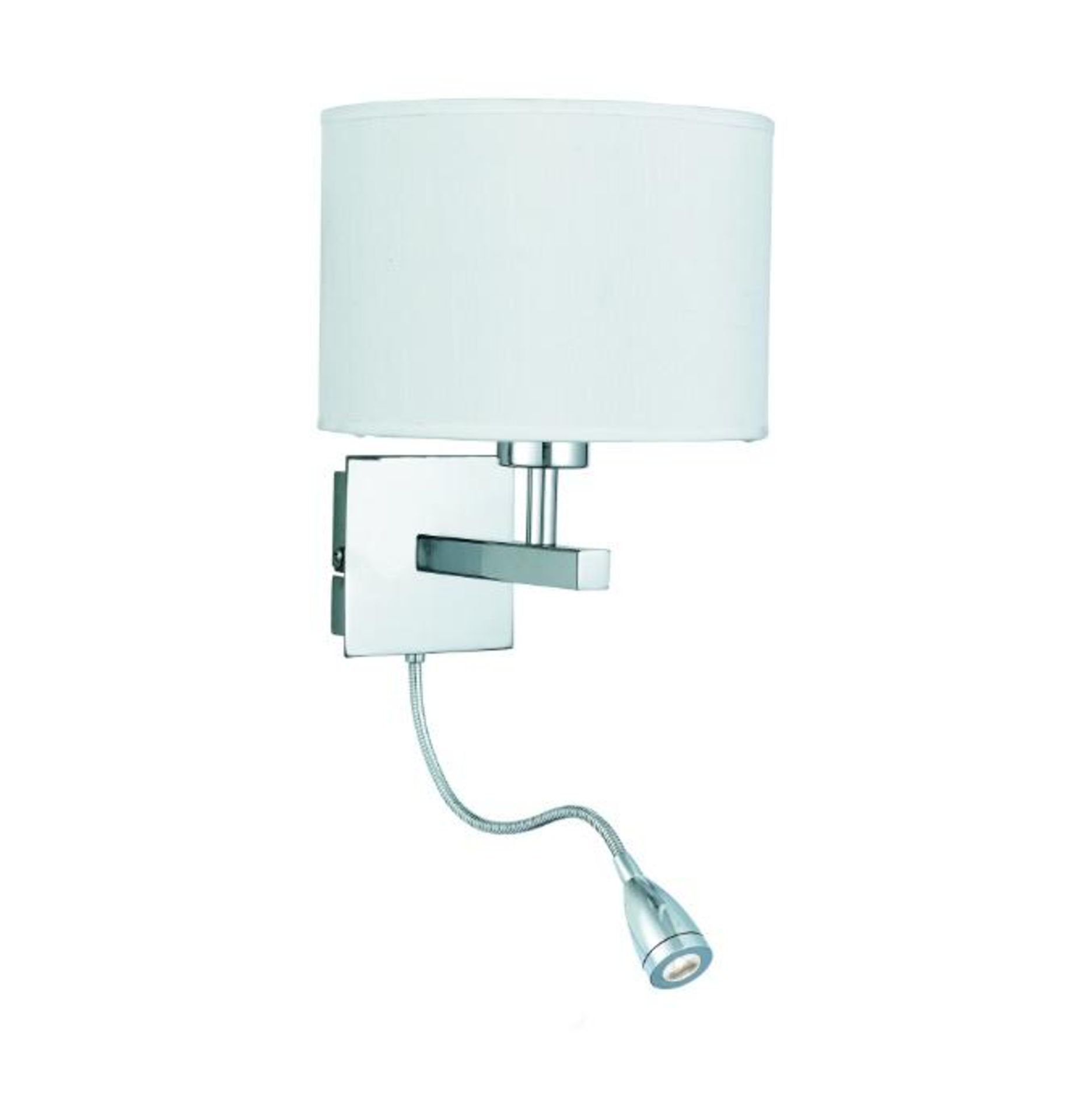 1 x Chrome Wall Light With White Shade Incorporating LED Flexi-Arm - Ex Display Stock - CL323 - Ref: