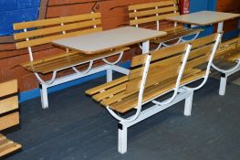 3 x Table and Bench Sets - Powder Coated Steel Frames Incorporating Tables and Wooden Benches - H78