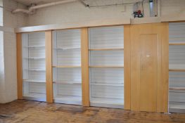 10 x Bays of Retail Display Shelving - Features Beech Finish With Downlights, Adjustable Shelving