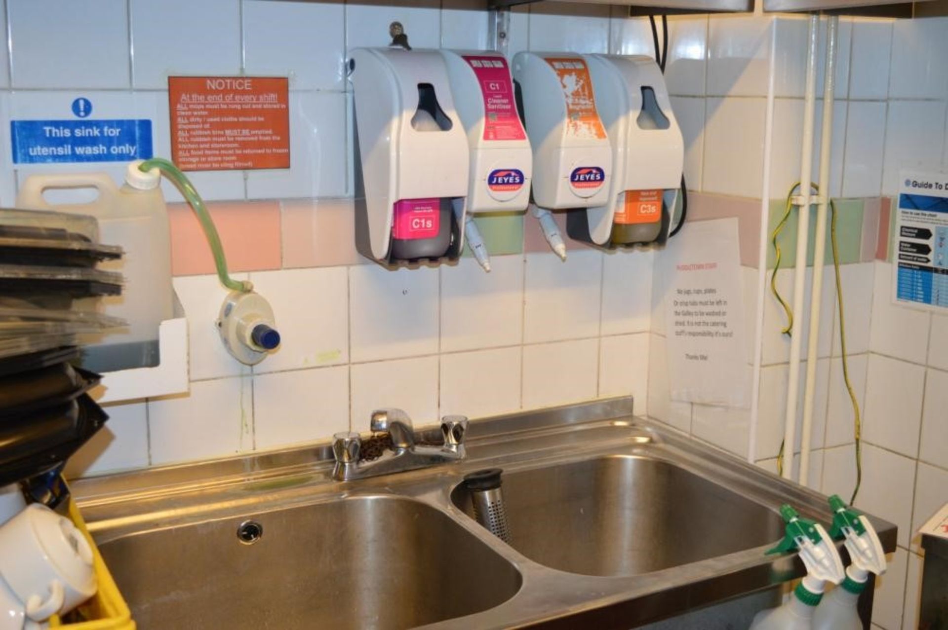 1 x Stainless Steel Twin Sink Basin Unit With Mixer Taps, Strainer Plugs, Soap Dispensers, and Spill - Image 3 of 3