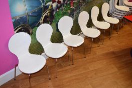 8 x Retro Style Childrens Chairs in White - H31 x W32 x D30 cms - Ref BB250 PTP - CL351 - Location: