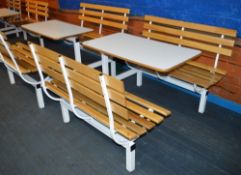 3 x Table and Bench Sets - Powder Coated Steel Frames Incorporating Tables and Wooden Benches - H78