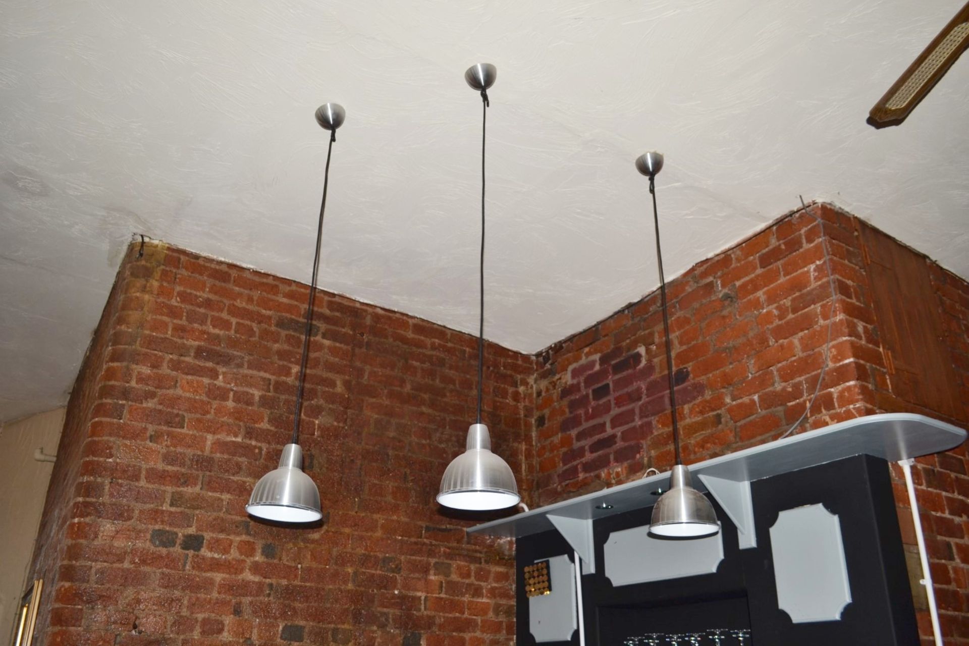 1 x Drinks Bar Finished in Black and Grey - Includes Backbar Shelf Unit and Three Pendant Lights - - Image 6 of 10
