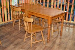 5 x Two Seater Solid Pine Farmhouse Dinner Table and Chairs Sets - Lot to Include 5 x Tables and 10