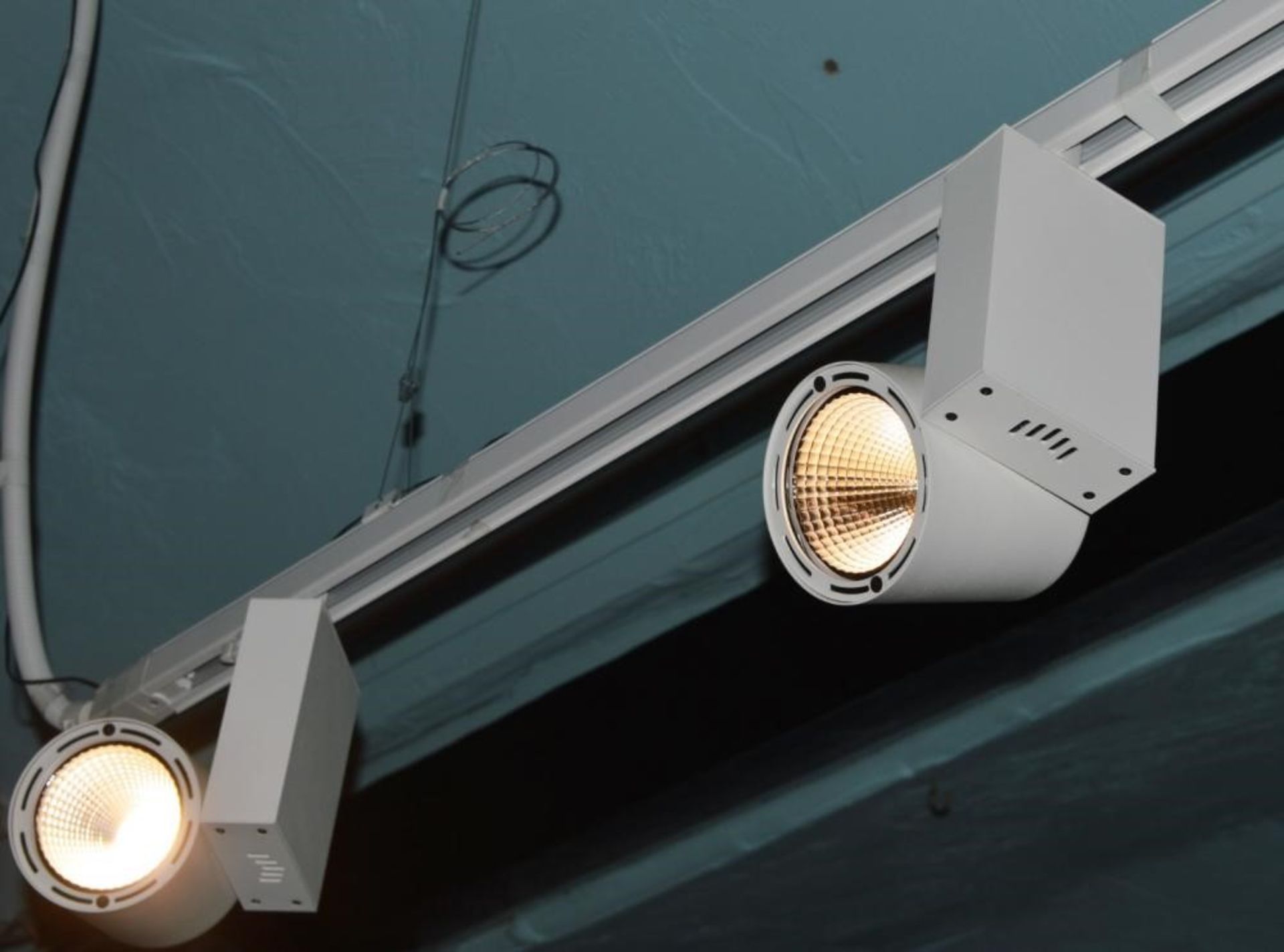 37 x Lighting Motions T2 Spotlights With Track Rails - Suitable For Retail Outlets or Exhibitions