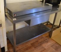1 x Stainless Steel Preparation Table With Undershelf and Integral Drawer - H87 x W120 x D66 cms - R