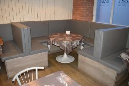 1 x Contemporary Restaurant Seating Booth With Driftwood Finish and Grey Faux Leather High Back Seat