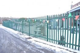34 x Sections of Industrial Green 3 Spike Palisade Security Fencing and Double Gates - 316 Feet in L