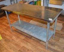 1 x Stainless Steel Preparation Table With Undershelf - H87 x W153 x D61 cms - Ref BB326 PTP - CL351