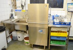 1 x ClassEQ Hydro 857 Passthrough Pot Washer With Inlet Wash Table Hose Tap, Outlet Drying Table,