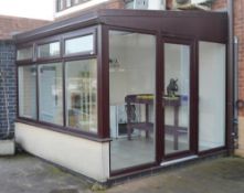 1 x Garden Conservatory in Brown PVC With Double Glazed Door and Windows - H270 x W300 x D310 cms -