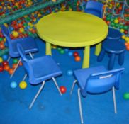 2 x Green Plastic Childrens Tables Four Chairs and Two Stools - Ref BB289 PTP - CL351 - Location: Ch