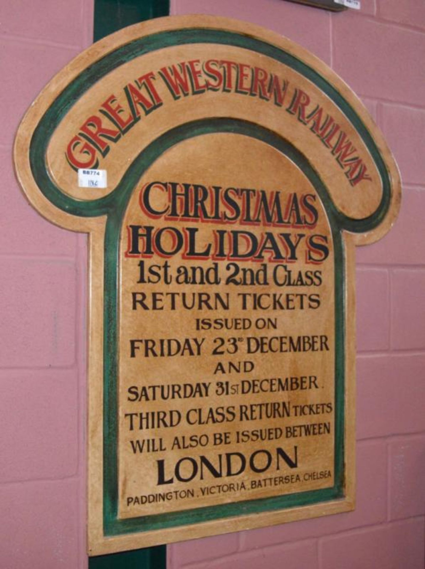 1 x Wall Mounted Train Signage - Great Western Railways Christmas Holidays - 48 x 42 Inches - Ref BB