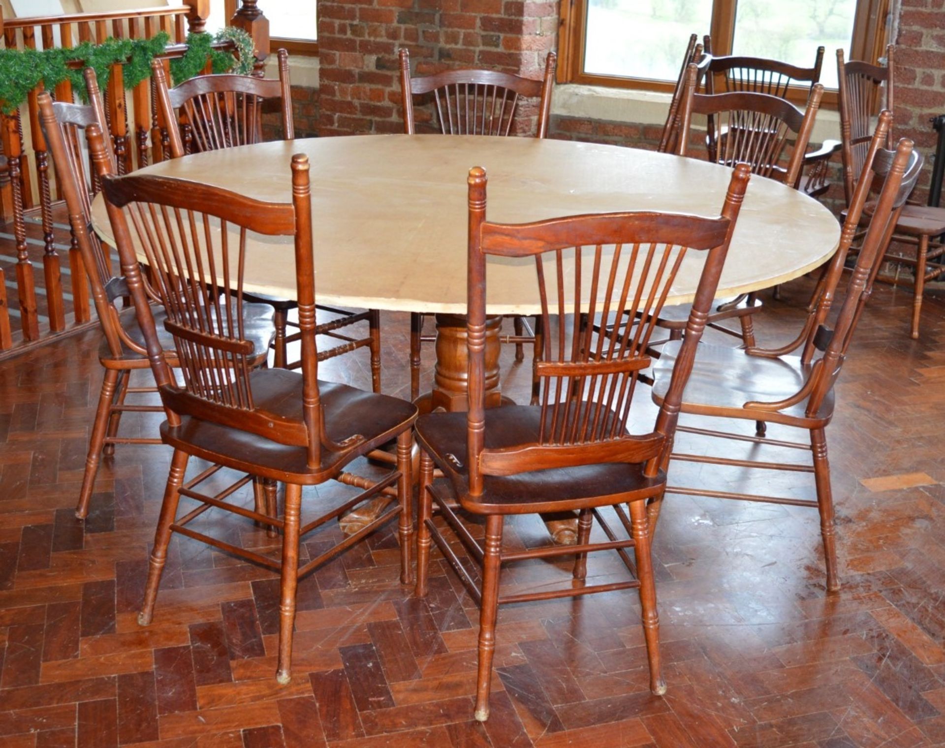 32 x Spindle Back Wooden Dining Chairs - H106 x W46 x D50 cms - Ref BB000 TF - CL351 - Location: - Image 6 of 7