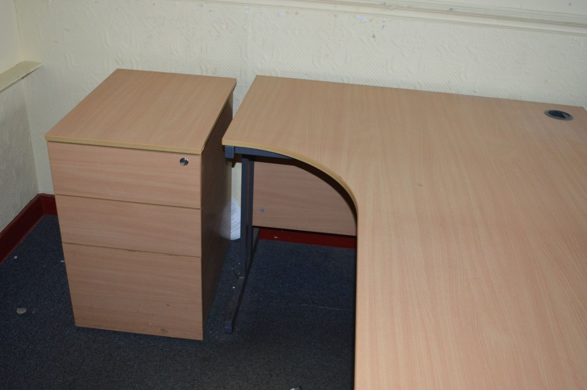 2 x Beech 177cms Office Desks and 1 x Drawer Pedestal - Ref BB1734 TF - CL351 - Location: Chorley - Image 2 of 3