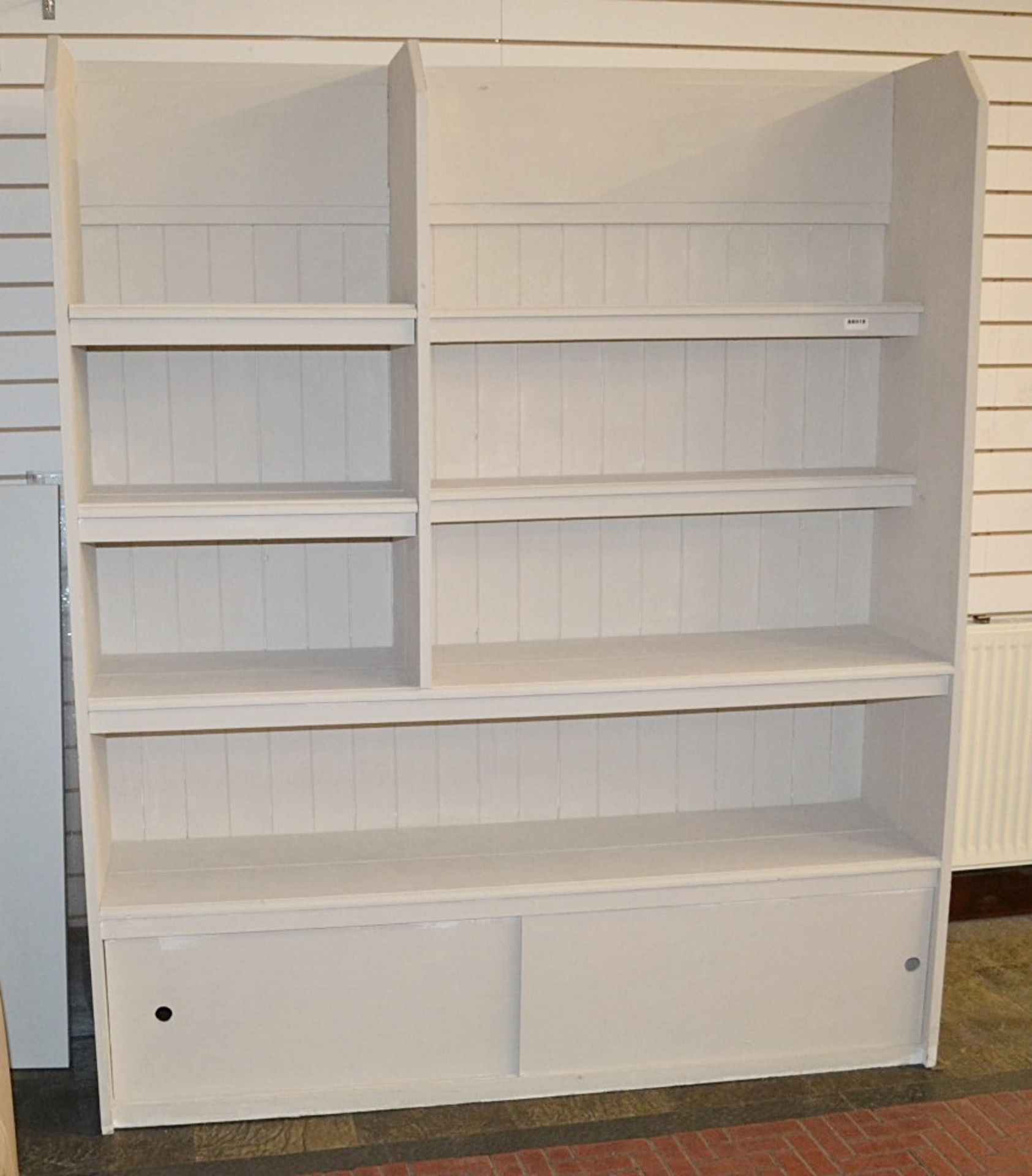 1 x Large 2-Metre Tall Painted Dresser Unit With 2 Sliding Door Storage And Paneled Back - Image 4 of 4