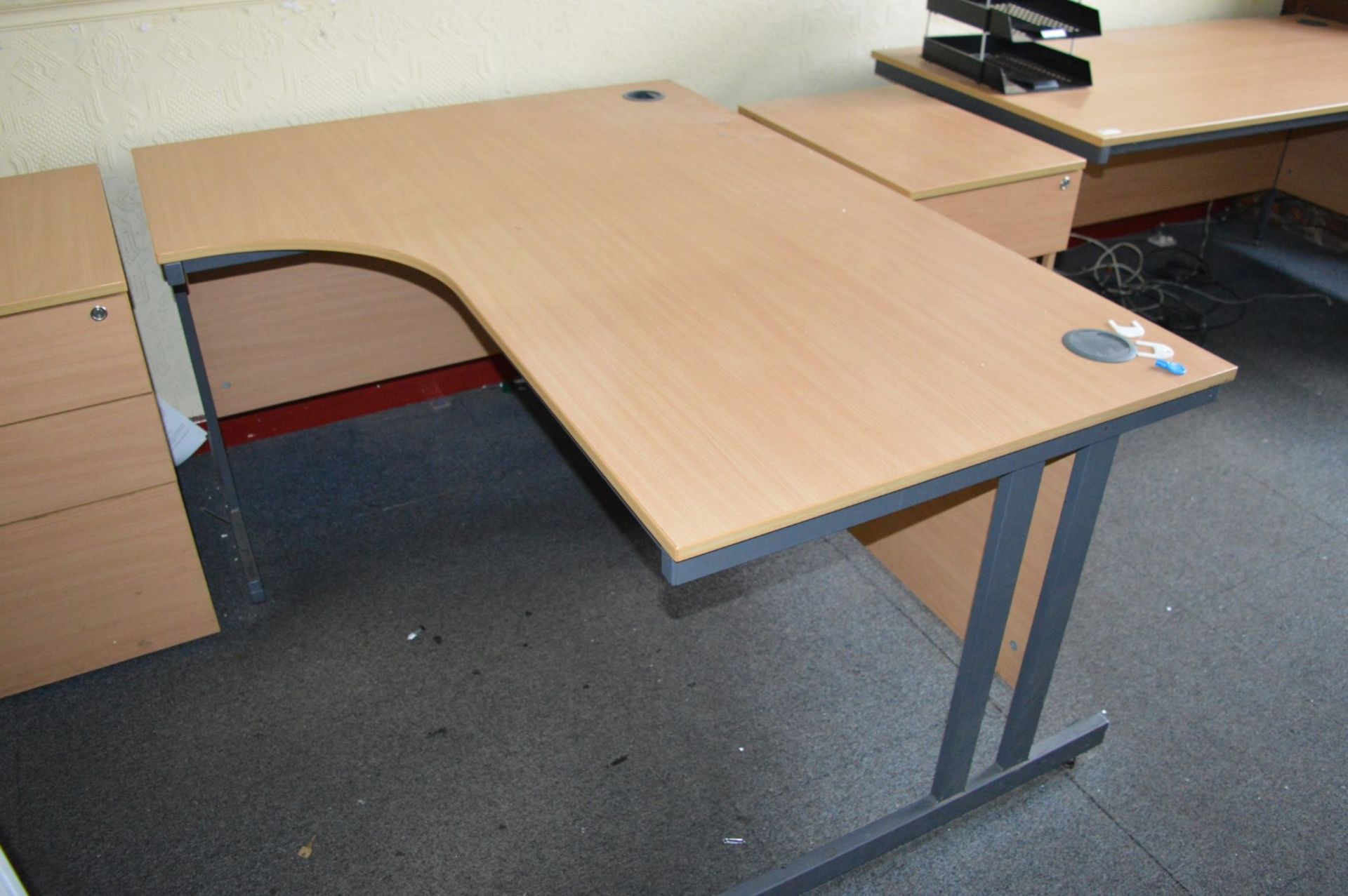 2 x Beech 177cms Office Desks and 1 x Drawer Pedestal - Ref BB1734 TF - CL351 - Location: Chorley - Image 3 of 3