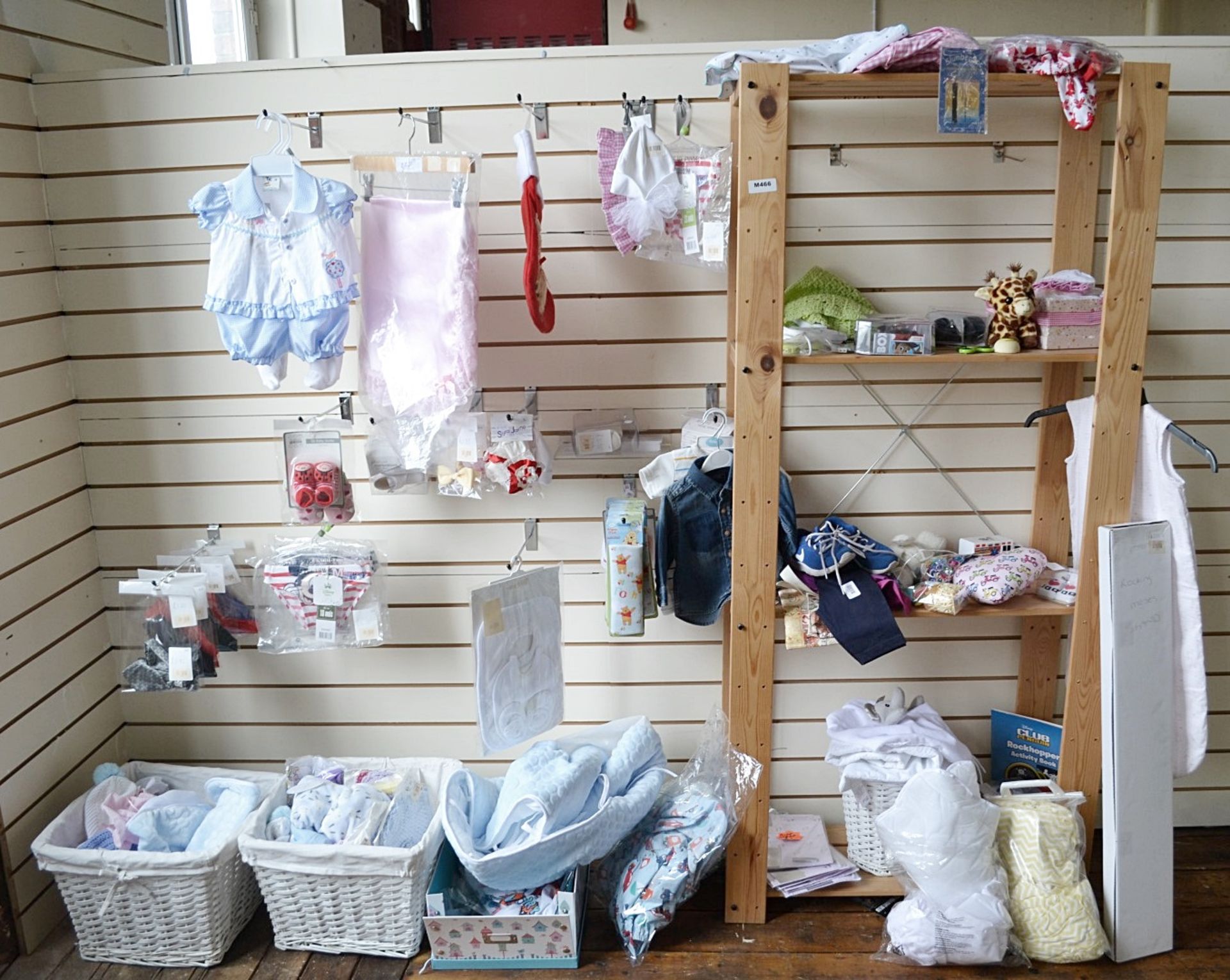 Approx 150 x Items Of Assorted Baby / Childrens Clothing, Accessories And Toys - Includes Pine Unit