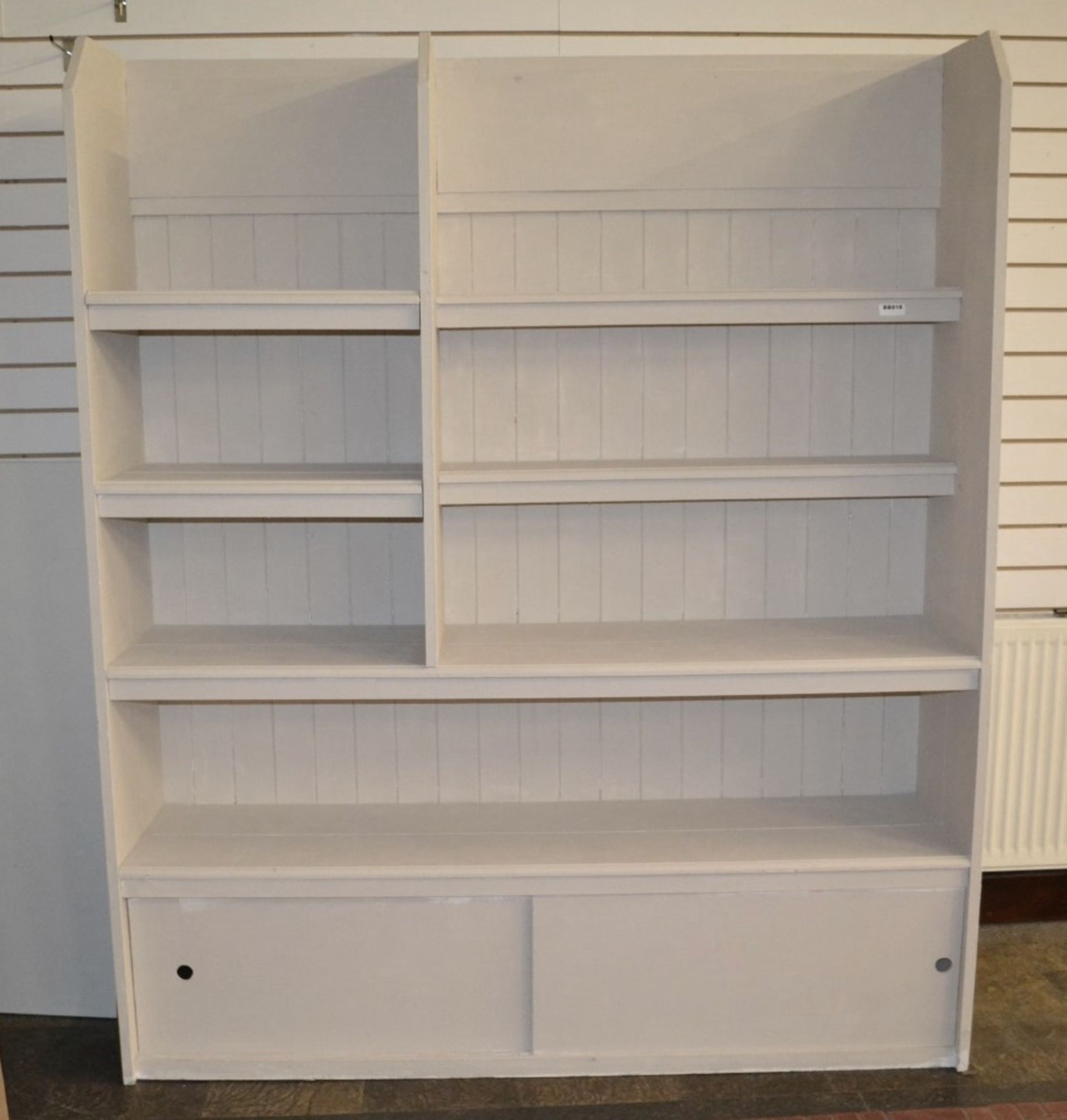 1 x Large 2-Metre Tall Painted Dresser Unit With 2 Sliding Door Storage And Paneled Back