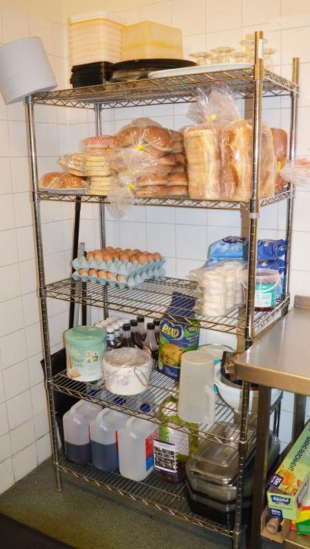 1 x Five Tier Commercial Kitchen Wire Shelving Rack - H177 x W90 x D46 cms - Ref BB500 1855 - CL351