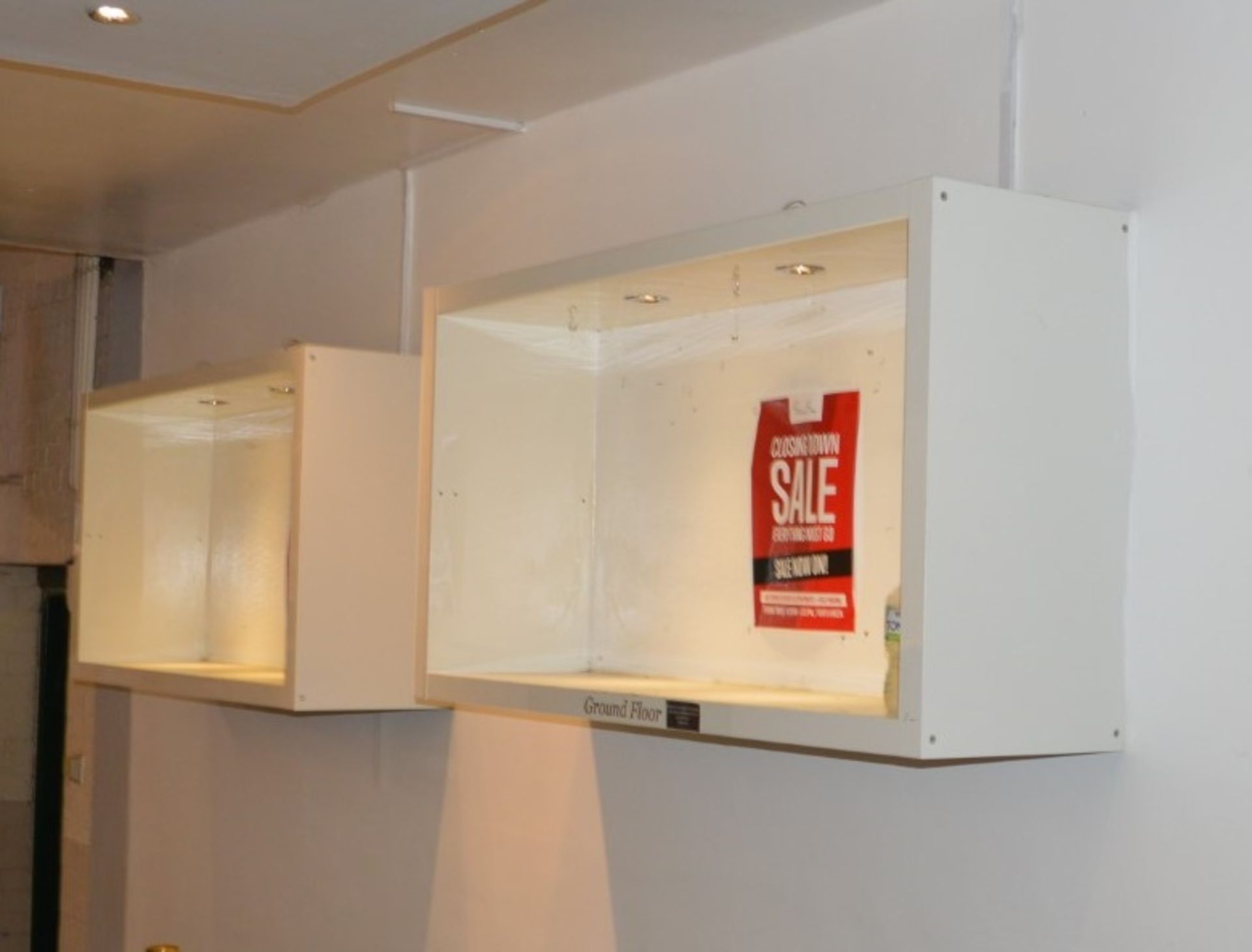 12 x White Gloss Illuminated Wall Display Units - Sizes Include 79 x 79 x 40 cms and 149 x 79 x 40 - Image 4 of 5