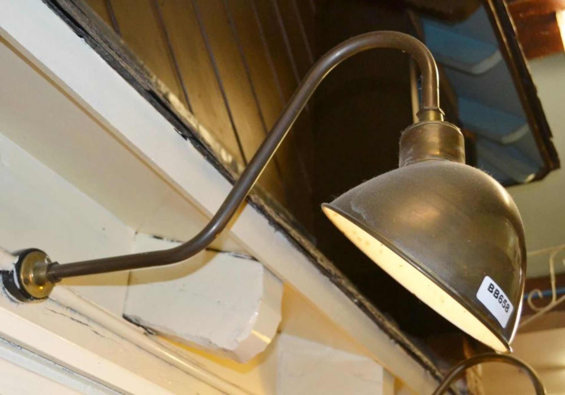 2 x Vintage Swan Neck Gallery Light Fittings - 63 cms Projection - Ref BB658 GF - CL351 - Location: