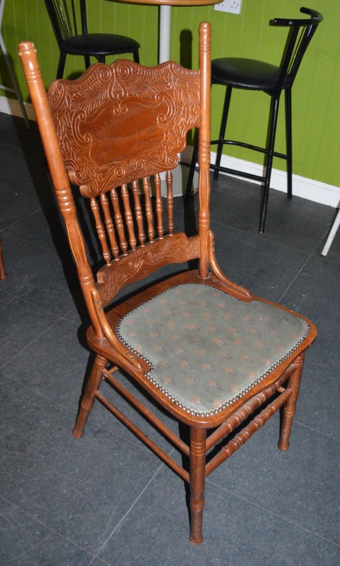 23 x Dining Chairs With Etched Spindle Backs and Fabrc Seat Pads - Ref BB000 - CL351 - Location: